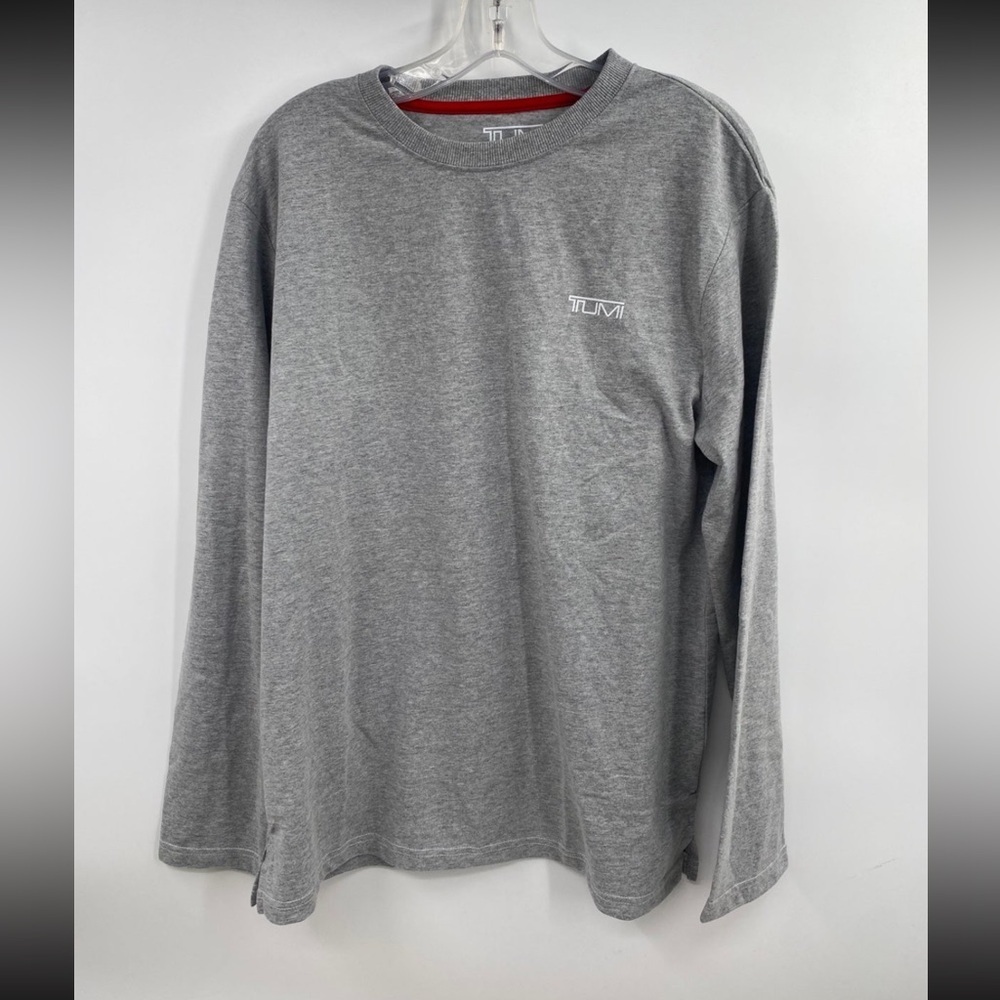 Tumi Men Shirt L Gray Logo Air India Airlines Long Sleeve Crew Neck Tee